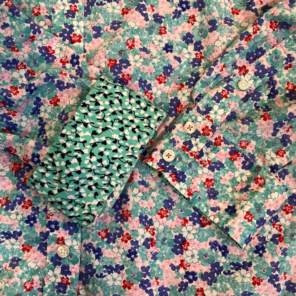 Talbots Sz XL Poplin Cotton Button-front Shirt in Lovely Ditsy Floral Print - Picture 12 of 16